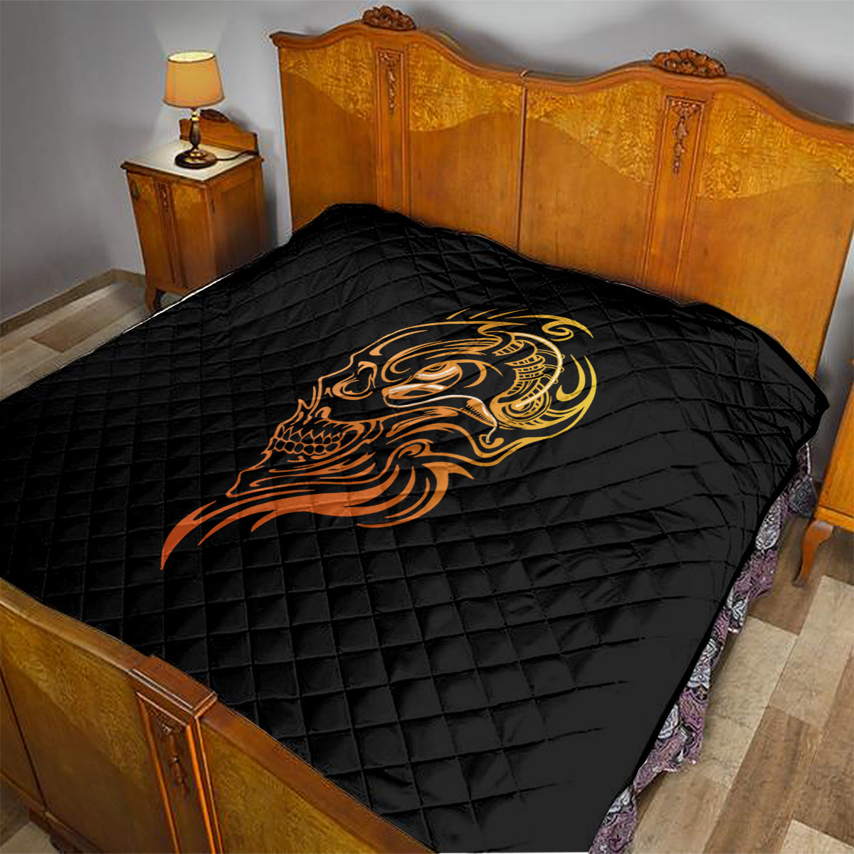 Tattoo Skull Quilt Golden Skull Face Tattoo - Wonder Print Shop