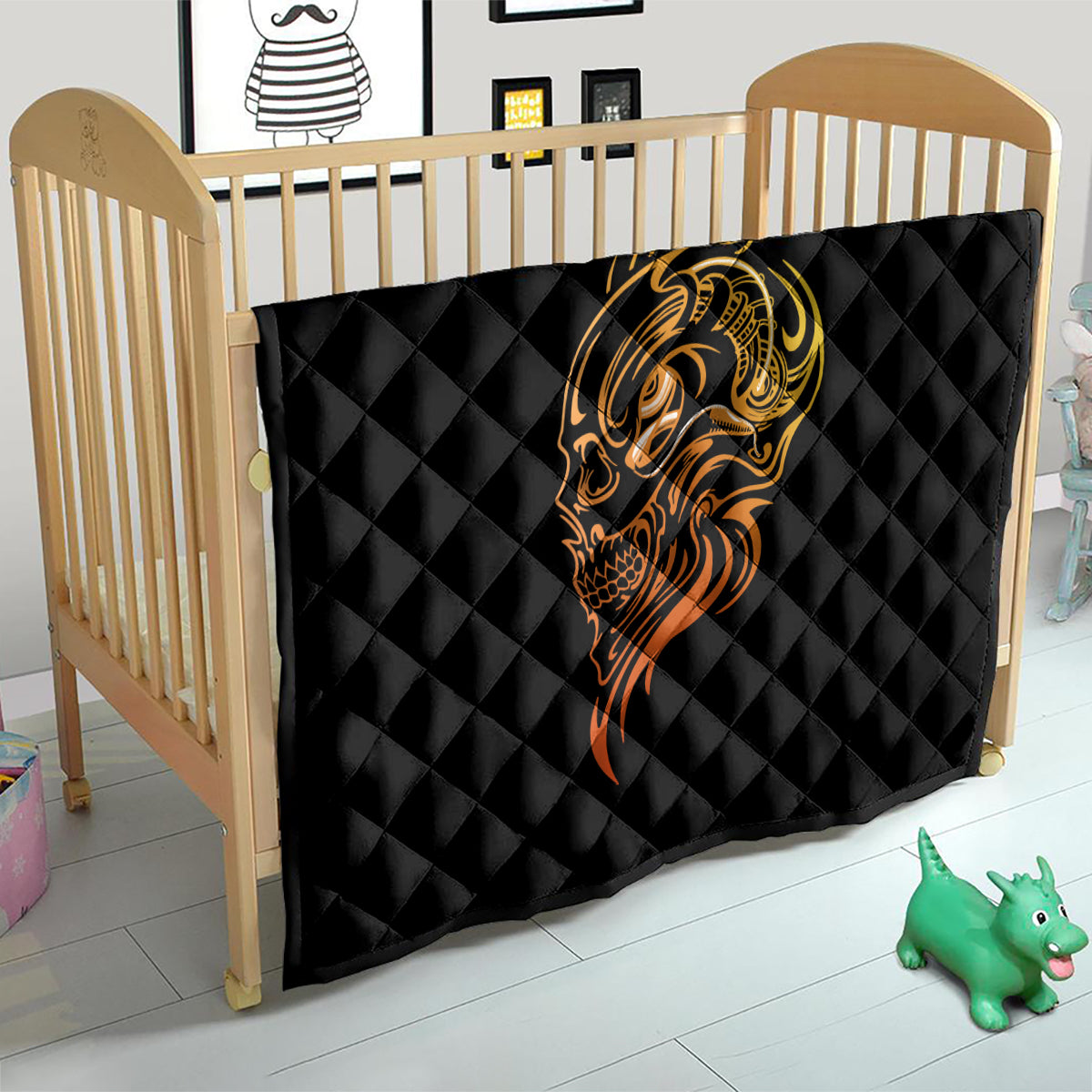 Tattoo Skull Quilt Golden Skull Face Tattoo - Wonder Print Shop