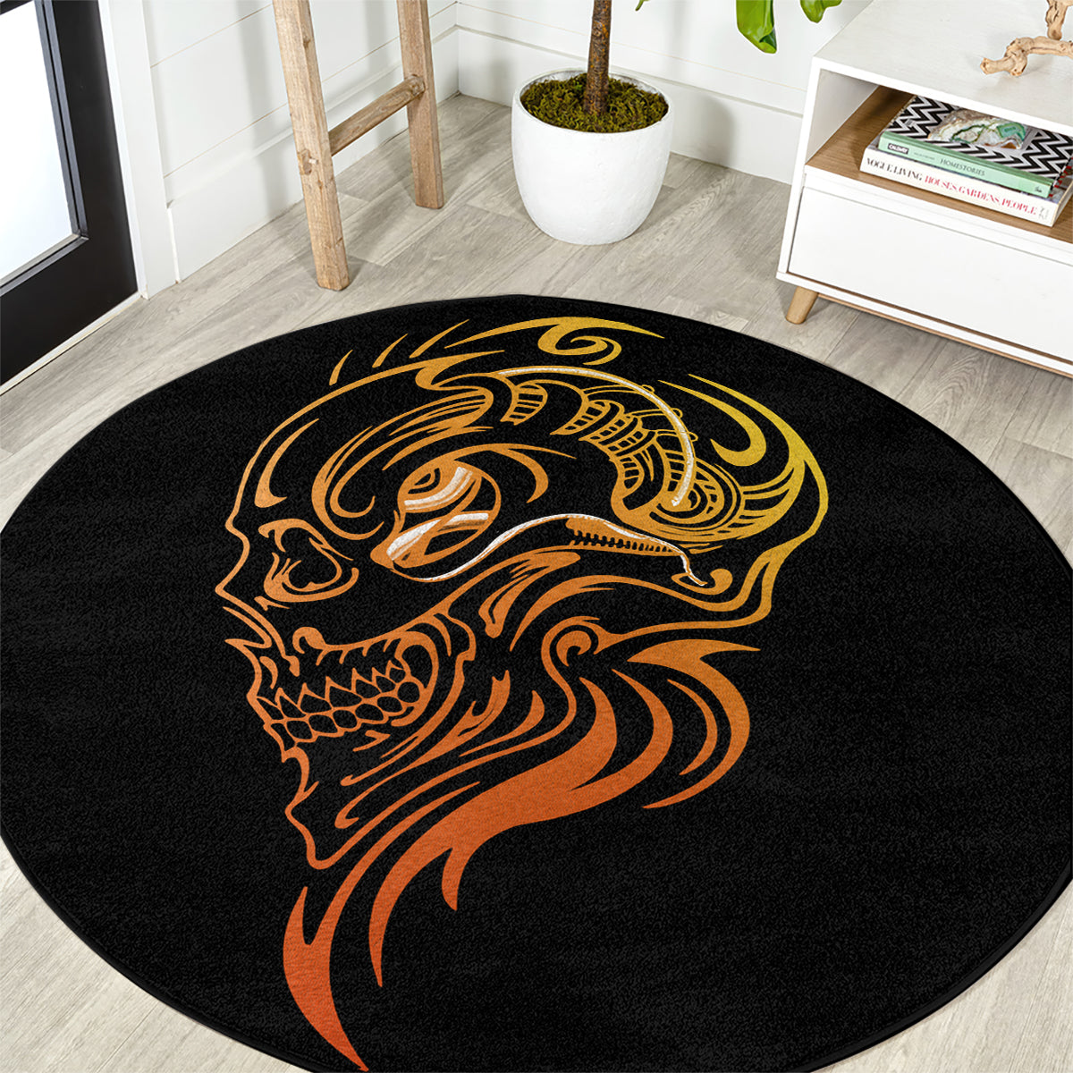 tattoo-skull-round-carpet-golden-skull-face-tattoo