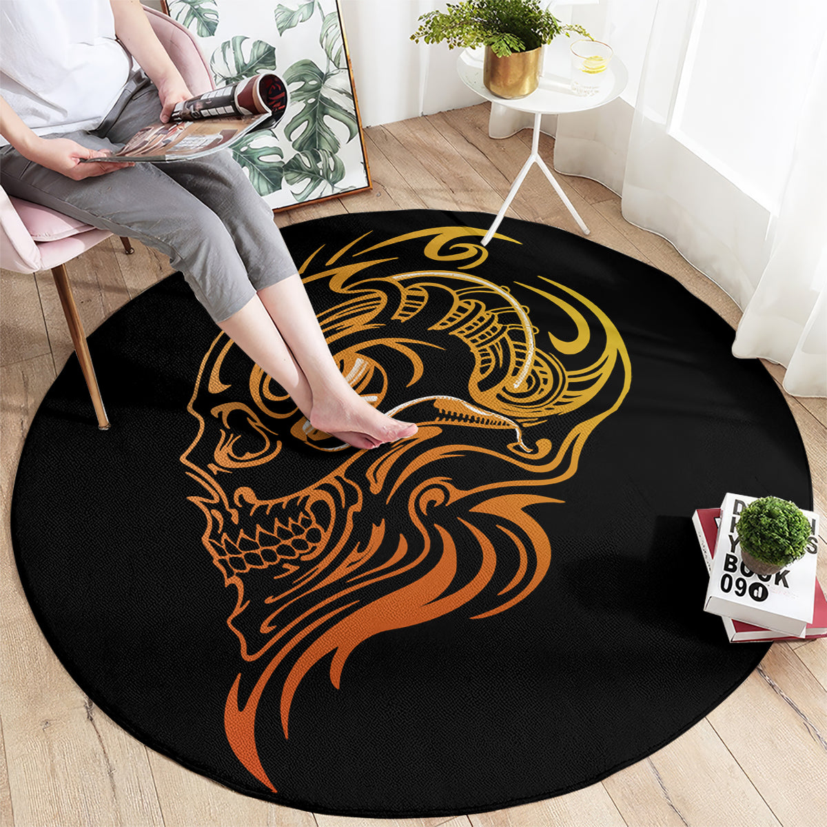 tattoo-skull-round-carpet-golden-skull-face-tattoo