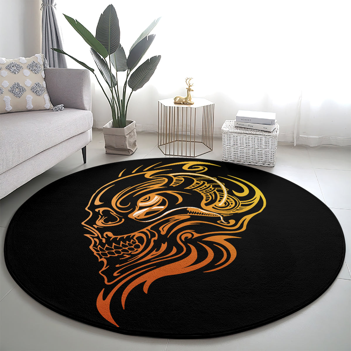 tattoo-skull-round-carpet-golden-skull-face-tattoo
