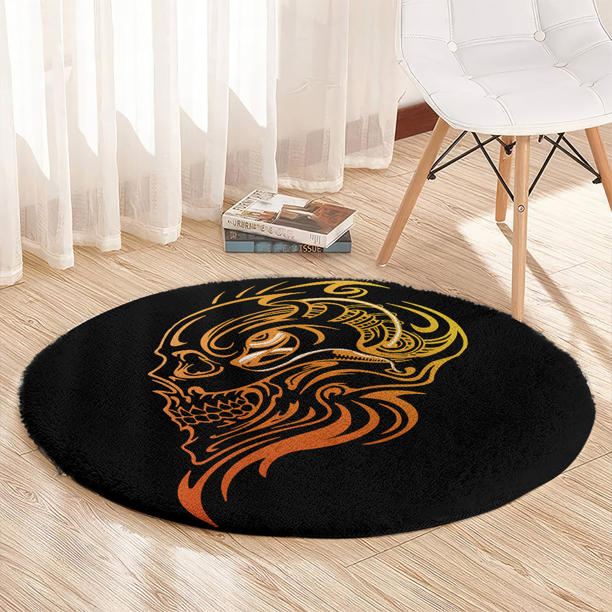 tattoo-skull-round-carpet-golden-skull-face-tattoo