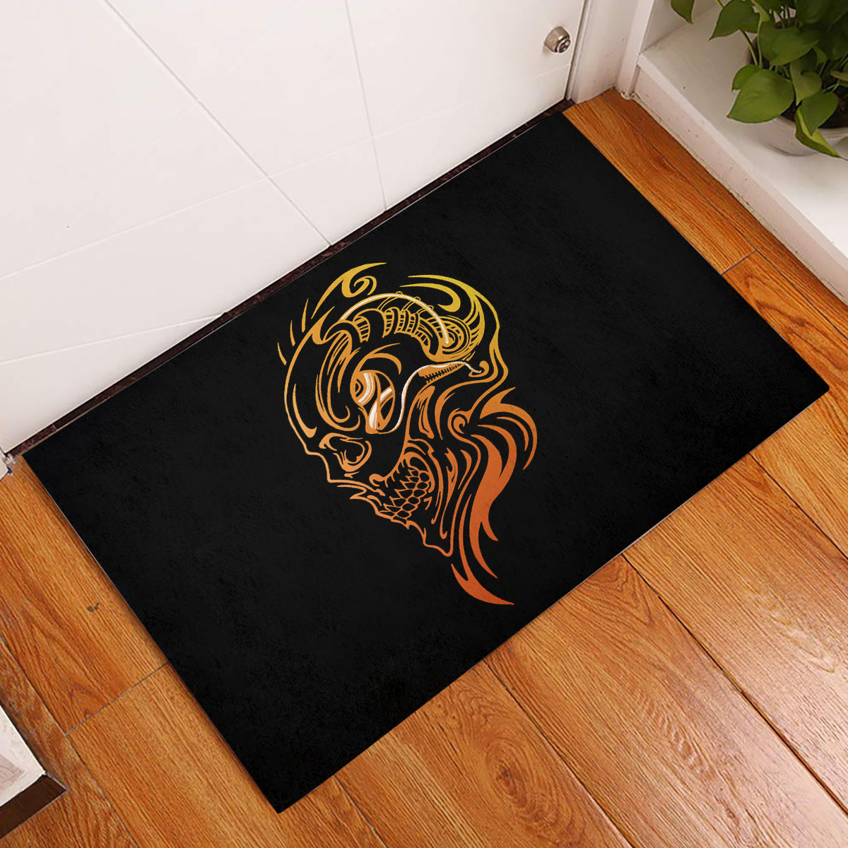 Tattoo Skull Rubber Doormat Golden Skull Face Tattoo - Wonder Print Shop