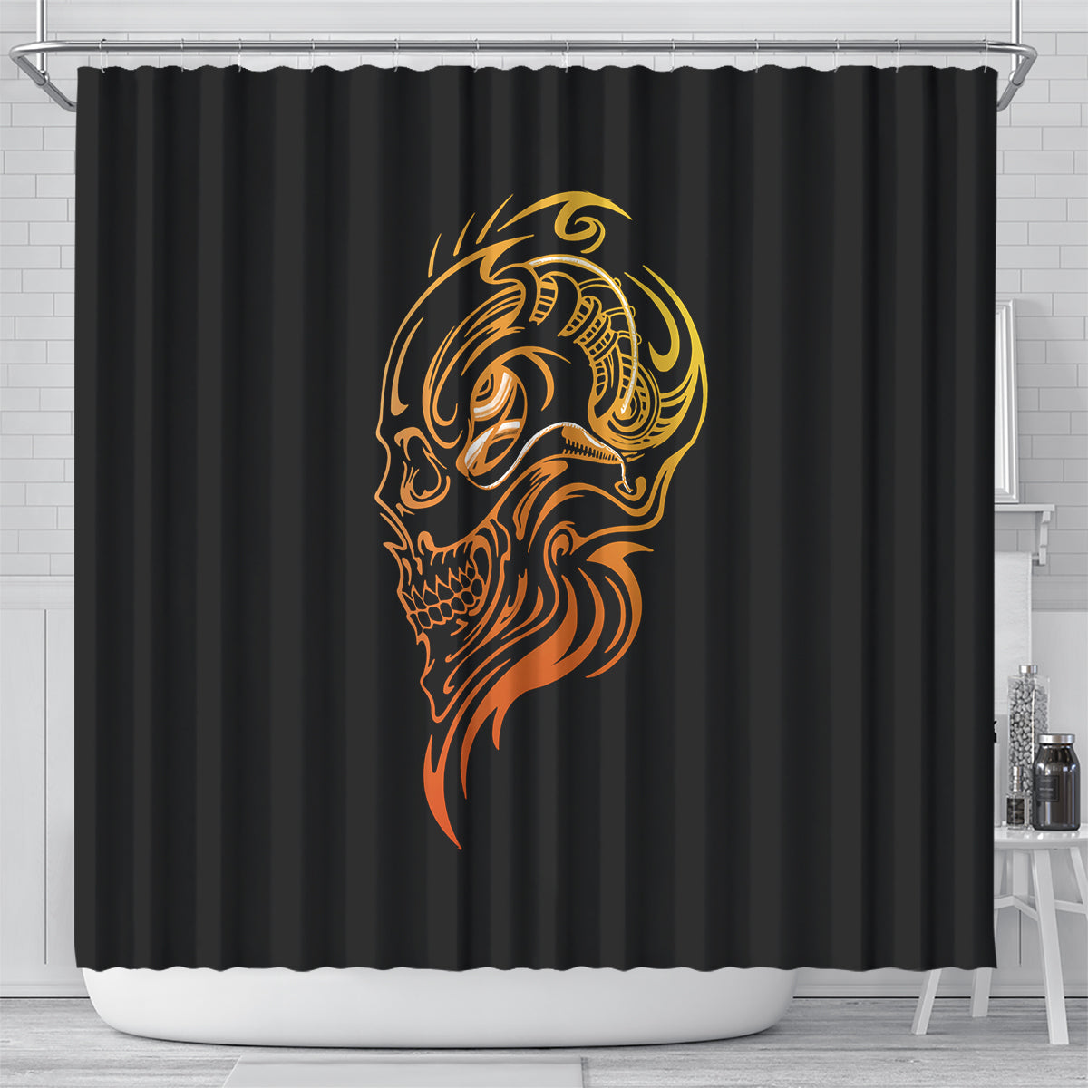 tattoo-skull-shower-curtain-golden-skull-face-tattoo