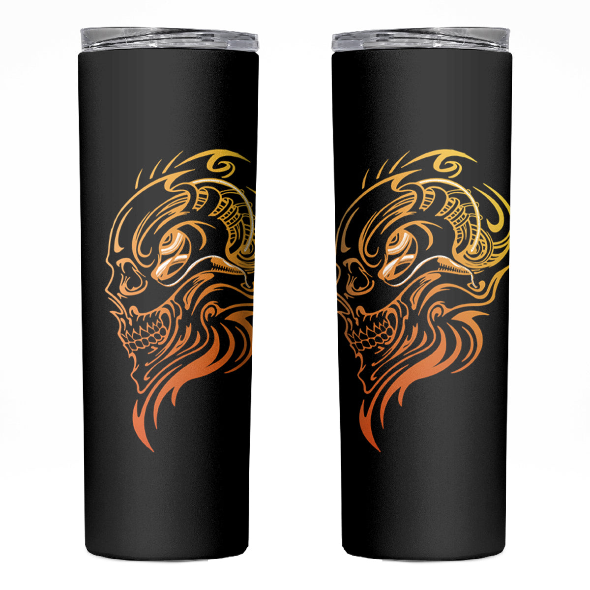 Tattoo Skull Skinny Tumbler Golden Skull Face Tattoo - Wonder Print Shop