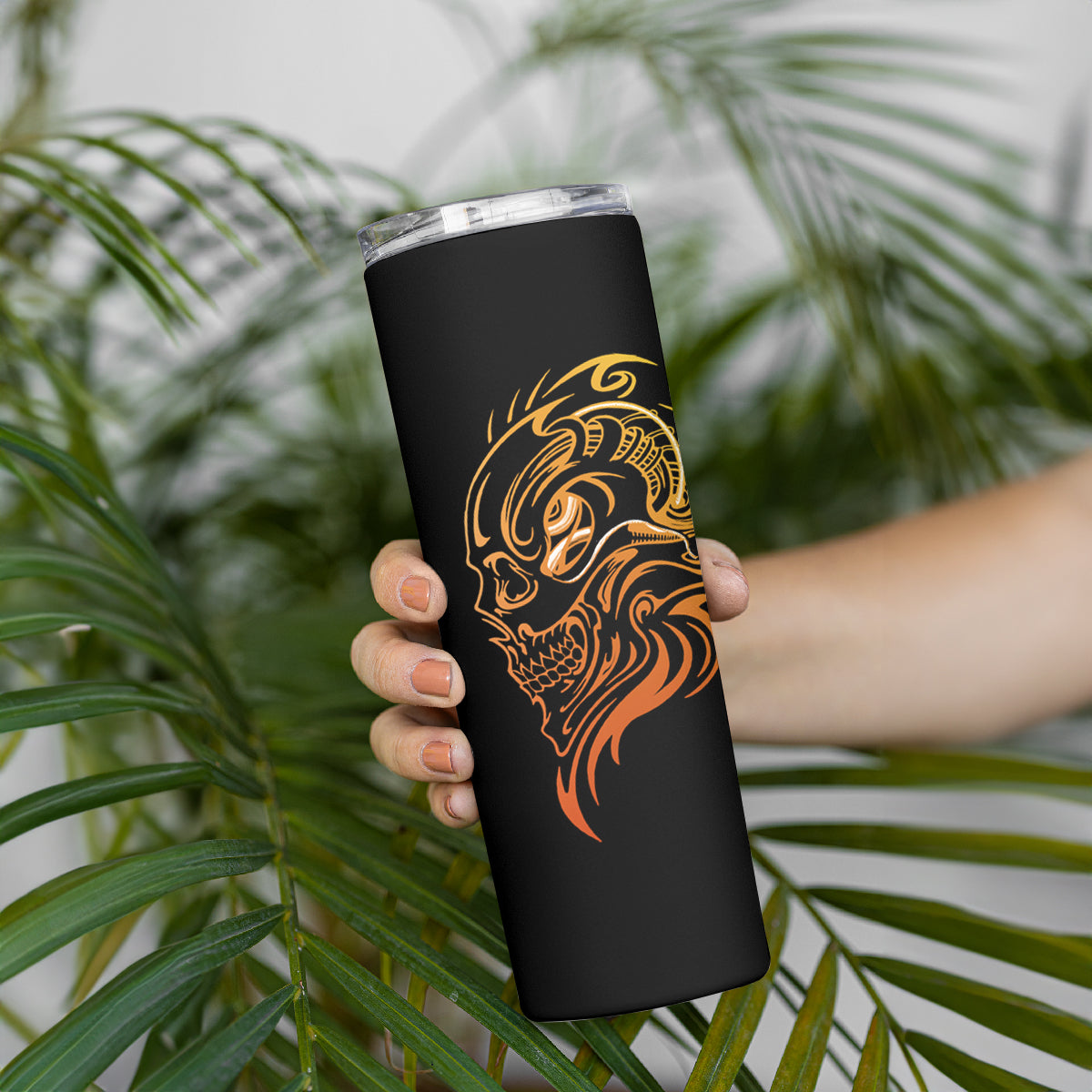 Tattoo Skull Skinny Tumbler Golden Skull Face Tattoo - Wonder Print Shop