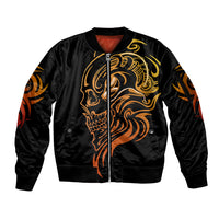 Tattoo Skull Sleeve Zip Bomber Jacket Golden Skull Face Tattoo - Wonder Print Shop