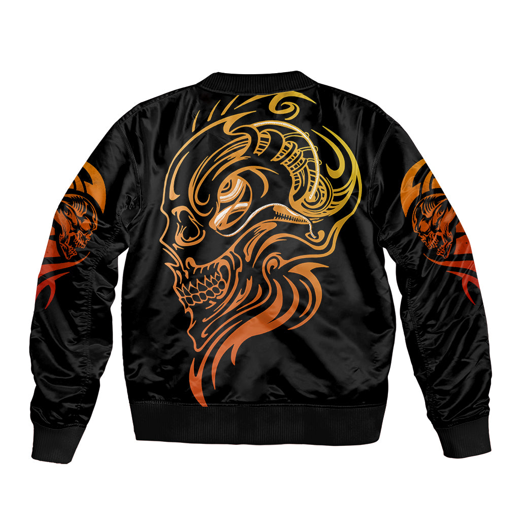 Tattoo Skull Sleeve Zip Bomber Jacket Golden Skull Face Tattoo - Wonder Print Shop