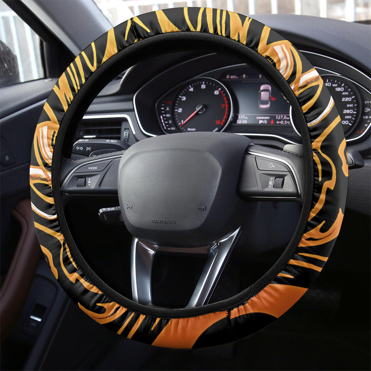 Tattoo Skull Steering Wheel Cover Golden Skull Face Tattoo - Wonder Print Shop