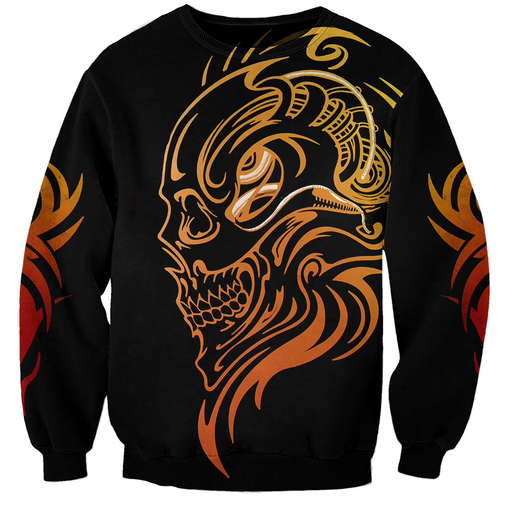 Tattoo Skull Sweatshirt Golden Skull Face Tattoo - Wonder Print Shop