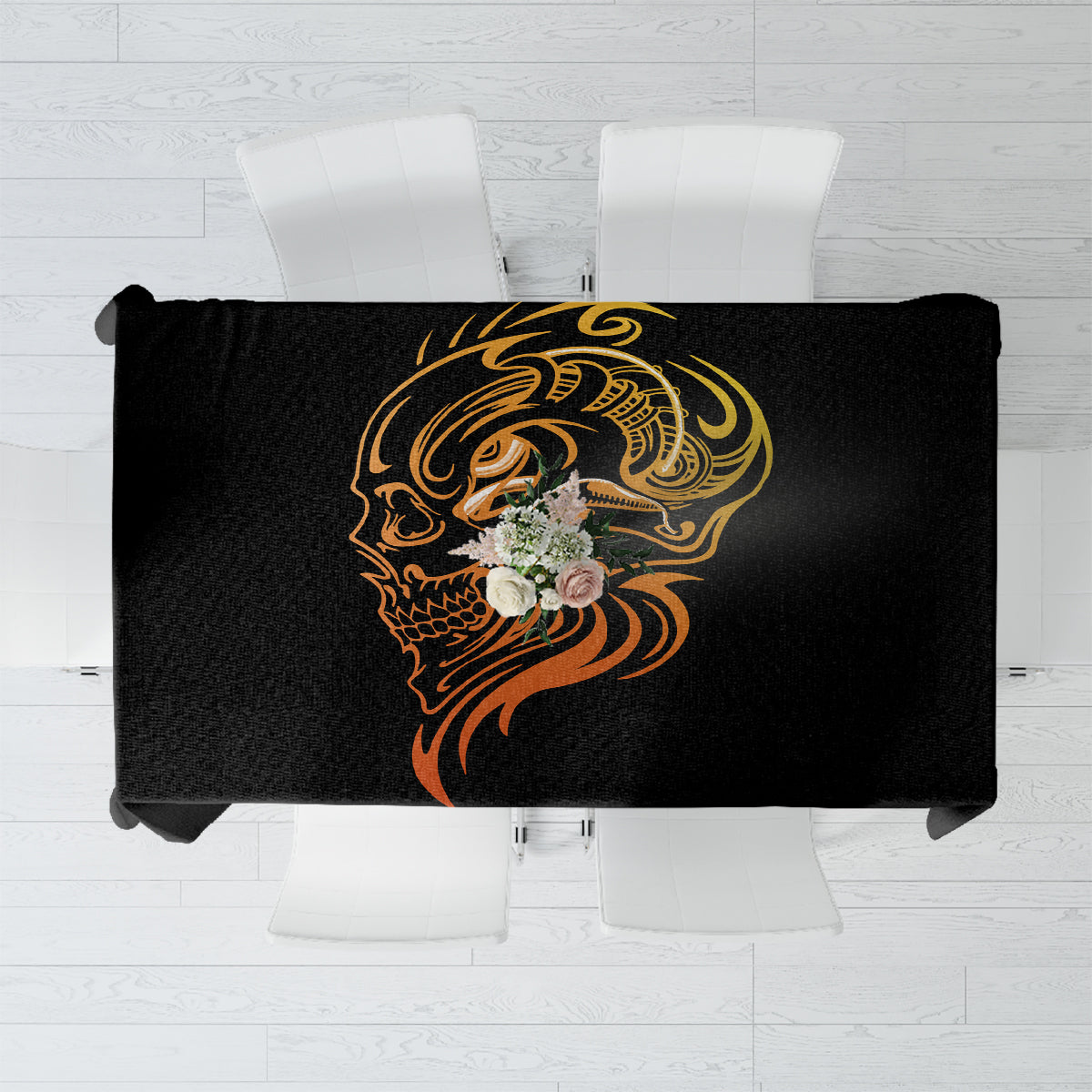 Tattoo Skull Tablecloth Golden Skull Face Tattoo - Wonder Print Shop