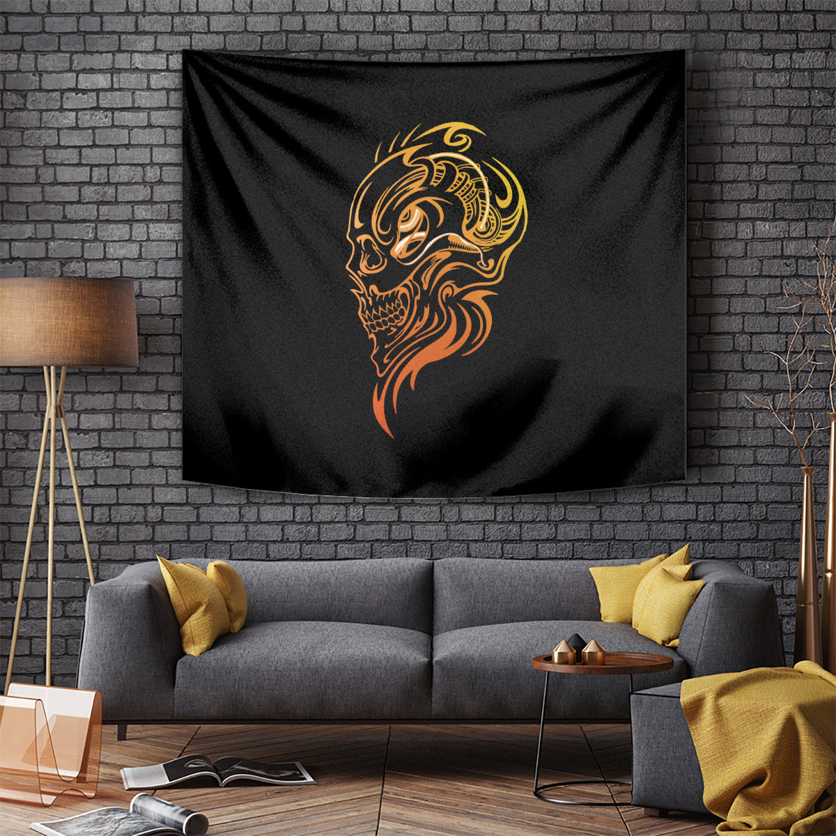 Tattoo Skull Tapestry Golden Skull Face Tattoo - Wonder Print Shop