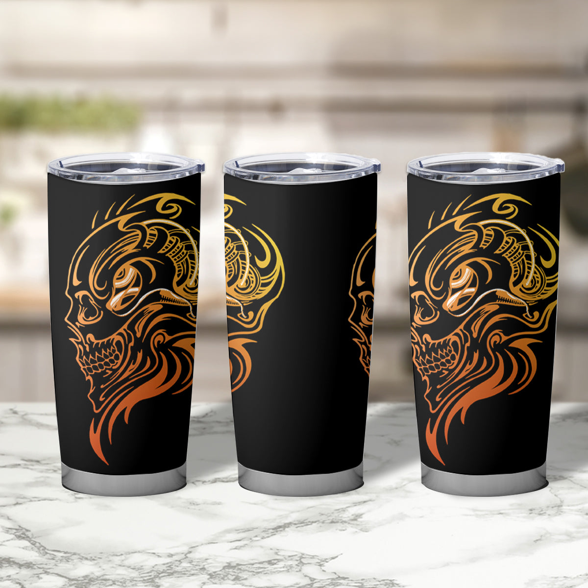Tattoo Skull Tumbler Cup Golden Skull Face Tattoo - Wonder Print Shop