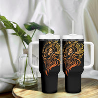 Tattoo Skull Tumbler With Handle Golden Skull Face Tattoo - Wonder Print Shop