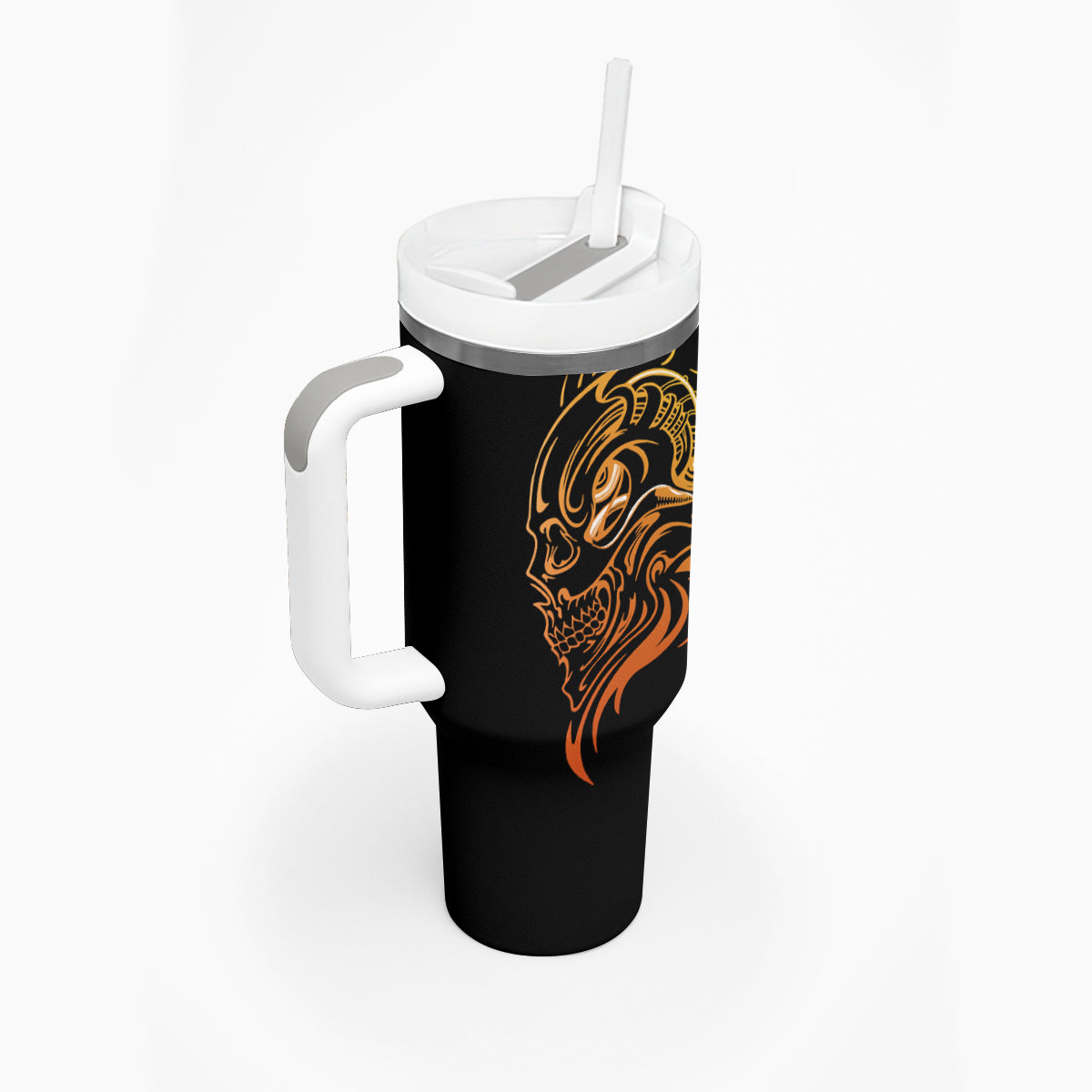 Tattoo Skull Tumbler With Handle Golden Skull Face Tattoo - Wonder Print Shop