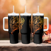 Tattoo Skull Tumbler With Handle Golden Skull Face Tattoo - Wonder Print Shop