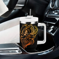 Tattoo Skull Tumbler With Handle Golden Skull Face Tattoo - Wonder Print Shop