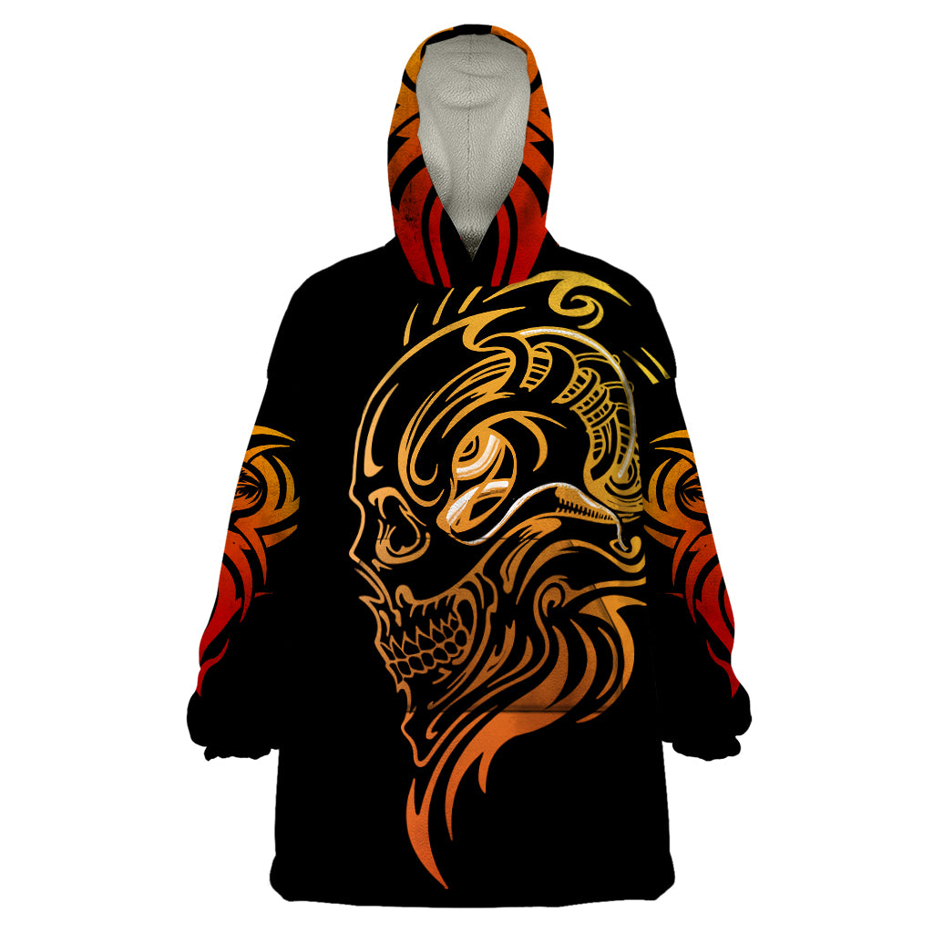 Tattoo Skull Wearable Blanket Hoodie Golden Skull Face Tattoo - Wonder Print Shop