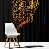 Tattoo Skull Window Curtain Golden Skull Face Tattoo - Wonder Print Shop