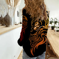 Tattoo Skull Women Casual Shirt Golden Skull Face Tattoo - Wonder Print Shop