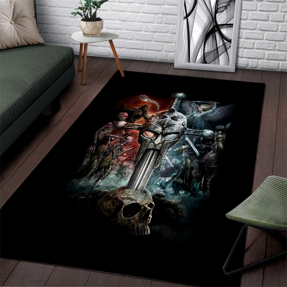 Warrior Skull Area Rug Skull Warrior Viking - Wonder Print Shop