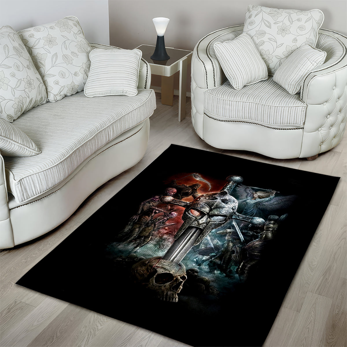 Warrior Skull Area Rug Skull Warrior Viking - Wonder Print Shop