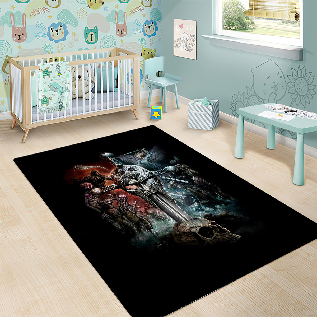 Warrior Skull Area Rug Skull Warrior Viking - Wonder Print Shop