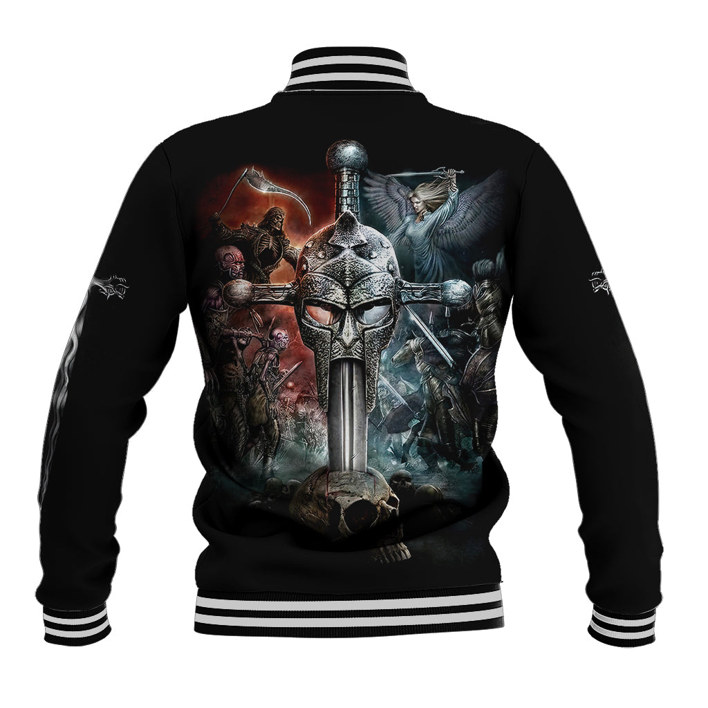 Warrior Skull Baseball Jacket Skull Warrior Viking - Wonder Print Shop