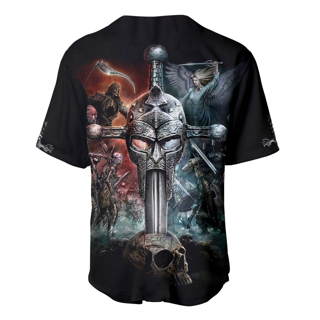 Warrior Skull Baseball Jersey Skull Warrior Viking - Wonder Print Shop