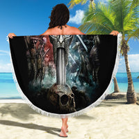 Warrior Skull Beach Blanket Skull Warrior Viking - Wonder Print Shop