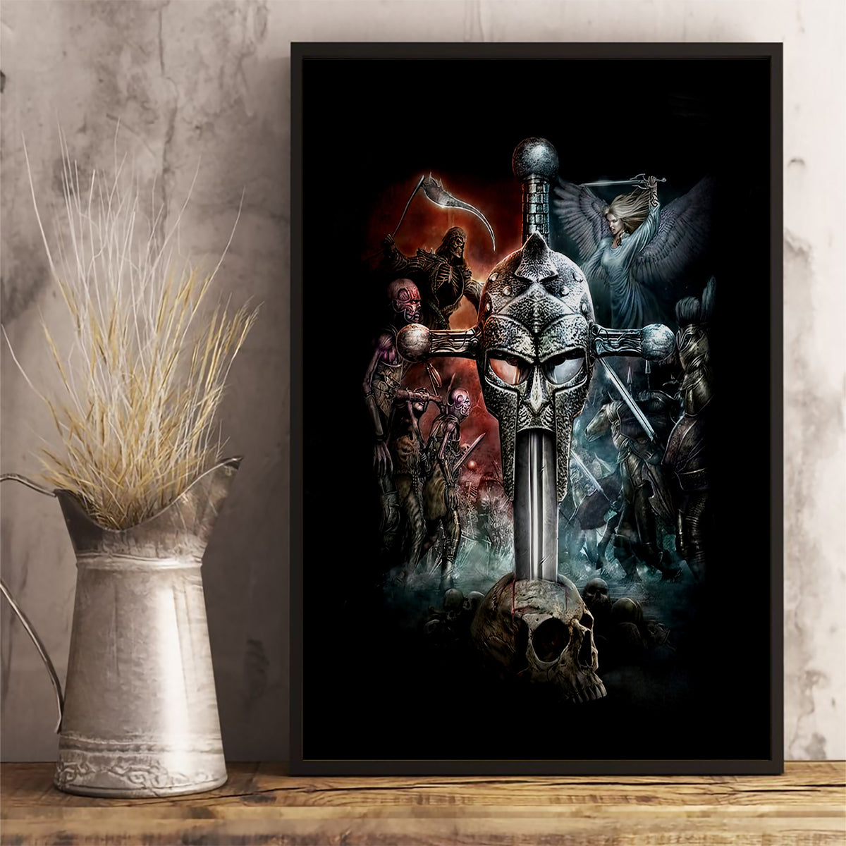 Warrior Skull Canvas Wall Art Skull Warrior Viking - Wonder Print Shop