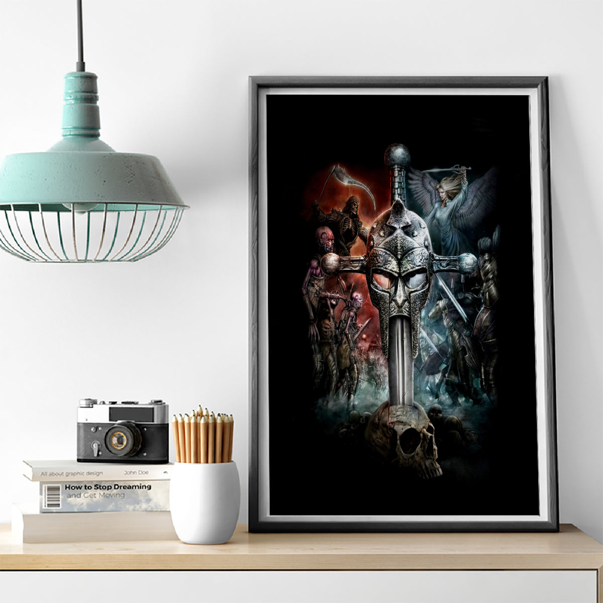 Warrior Skull Canvas Wall Art Skull Warrior Viking - Wonder Print Shop