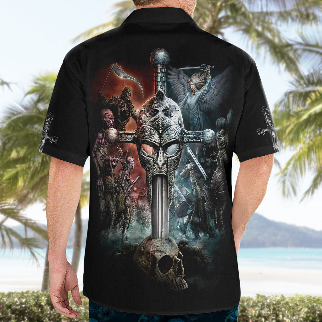 Warrior Skull Hawaiian Shirt Skull Warrior Viking - Wonder Print Shop