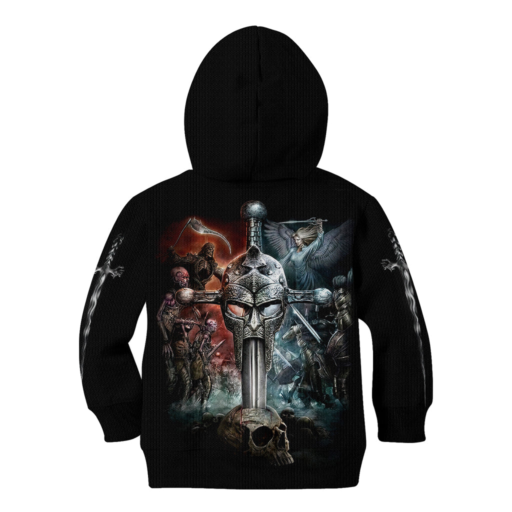 Warrior Skull Kid Hoodie Skull Warrior Viking - Wonder Print Shop