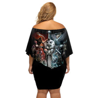 Warrior Skull Off Shoulder Short Dress Skull Warrior Viking - Wonder Print Shop