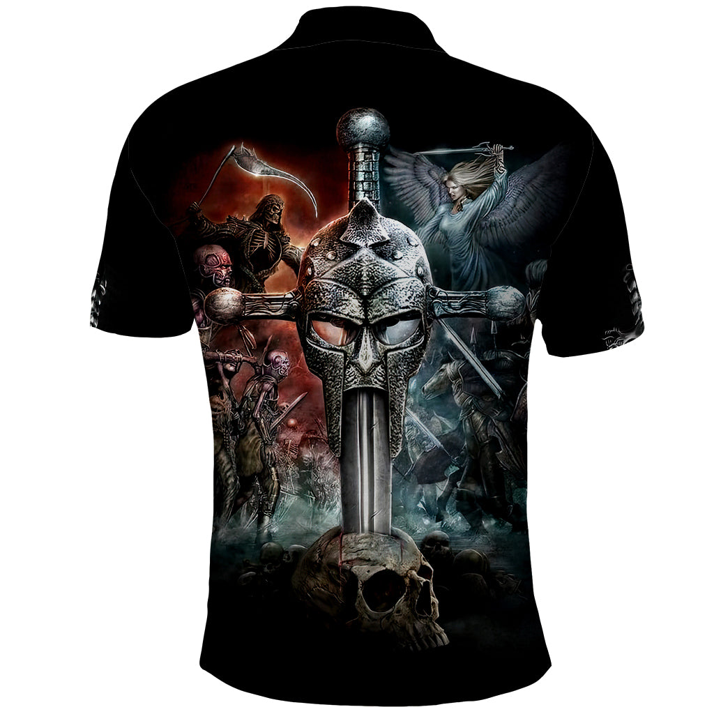 Warrior Skull Polo Shirt Skull Warrior Viking - Wonder Print Shop