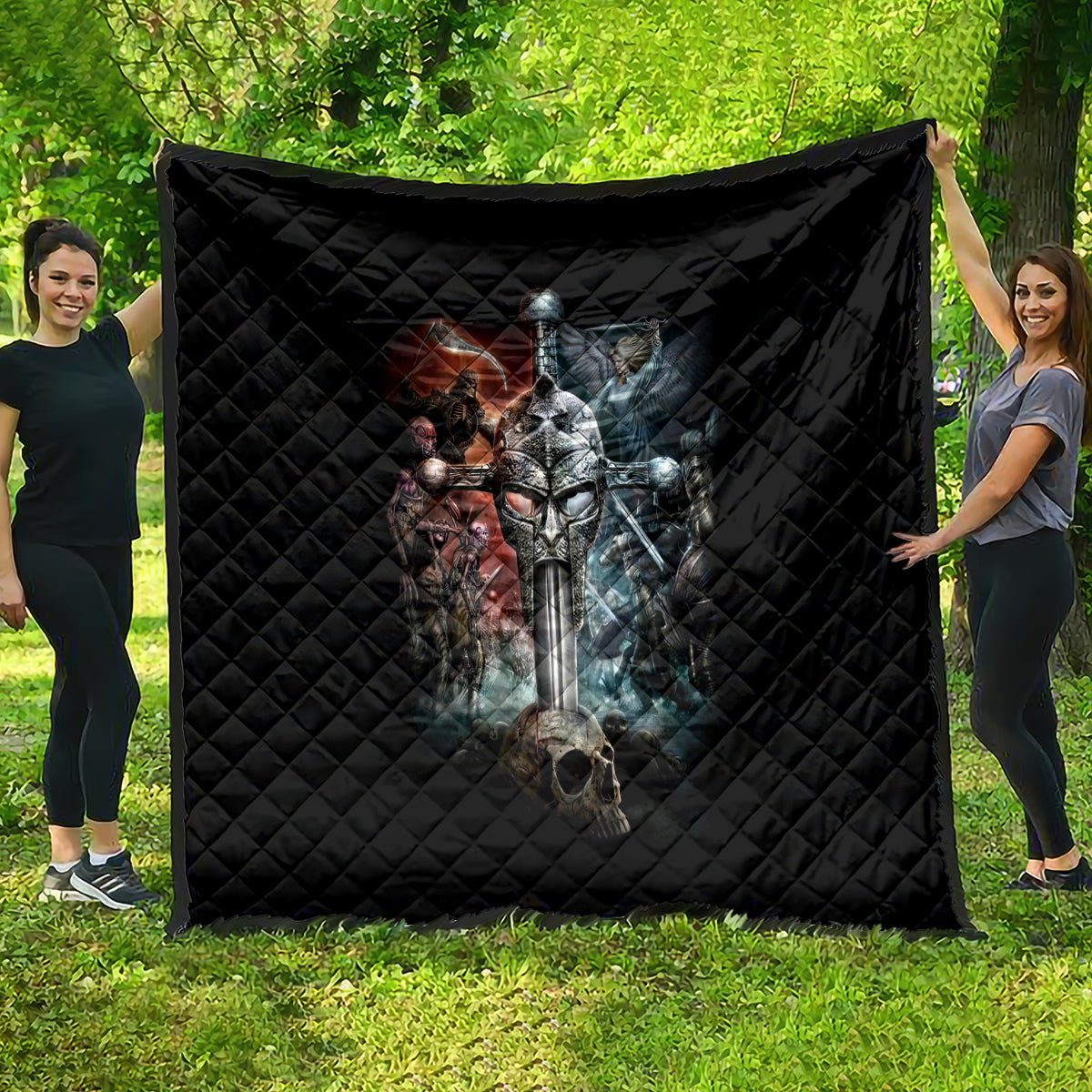 Warrior Skull Quilt Skull Warrior Viking - Wonder Print Shop