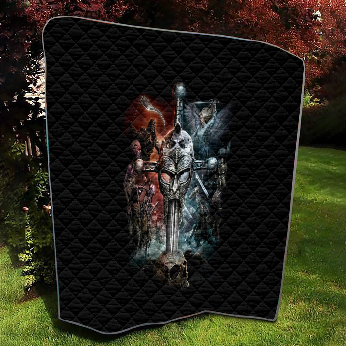 Warrior Skull Quilt Skull Warrior Viking - Wonder Print Shop