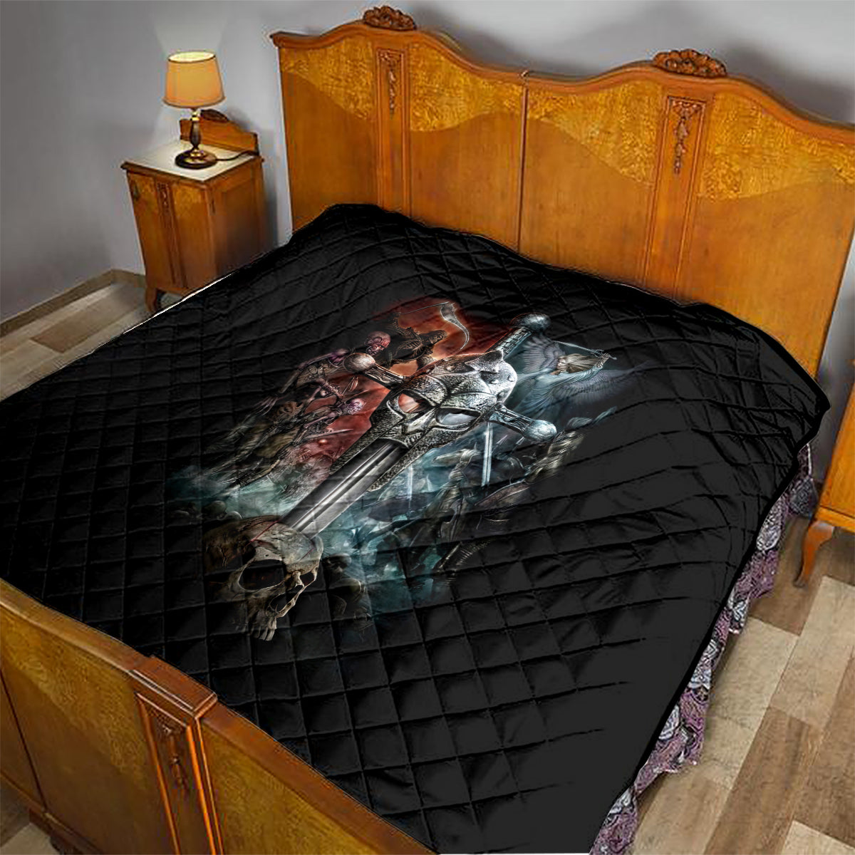 Warrior Skull Quilt Skull Warrior Viking - Wonder Print Shop
