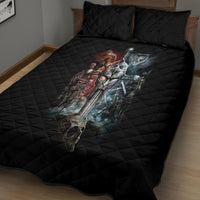 Warrior Skull Quilt Bed Set Skull Warrior Viking - Wonder Print Shop