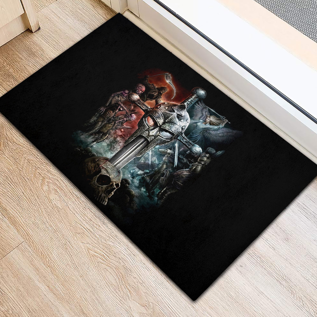 Warrior Skull Rubber Doormat Skull Warrior Viking - Wonder Print Shop