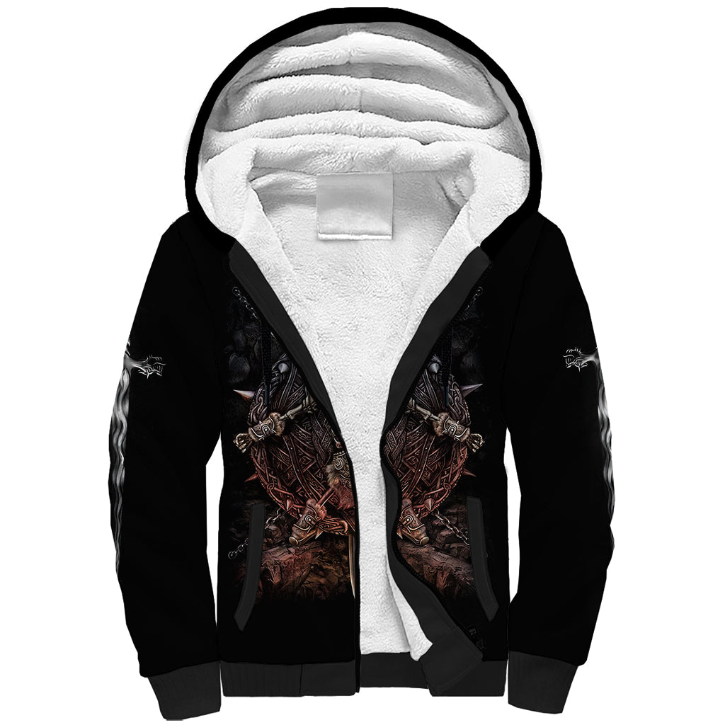 Warrior Skull Sherpa Hoodie Skull Warrior Viking - Wonder Print Shop