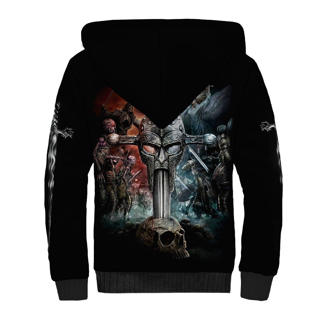 Warrior Skull Sherpa Hoodie Skull Warrior Viking - Wonder Print Shop