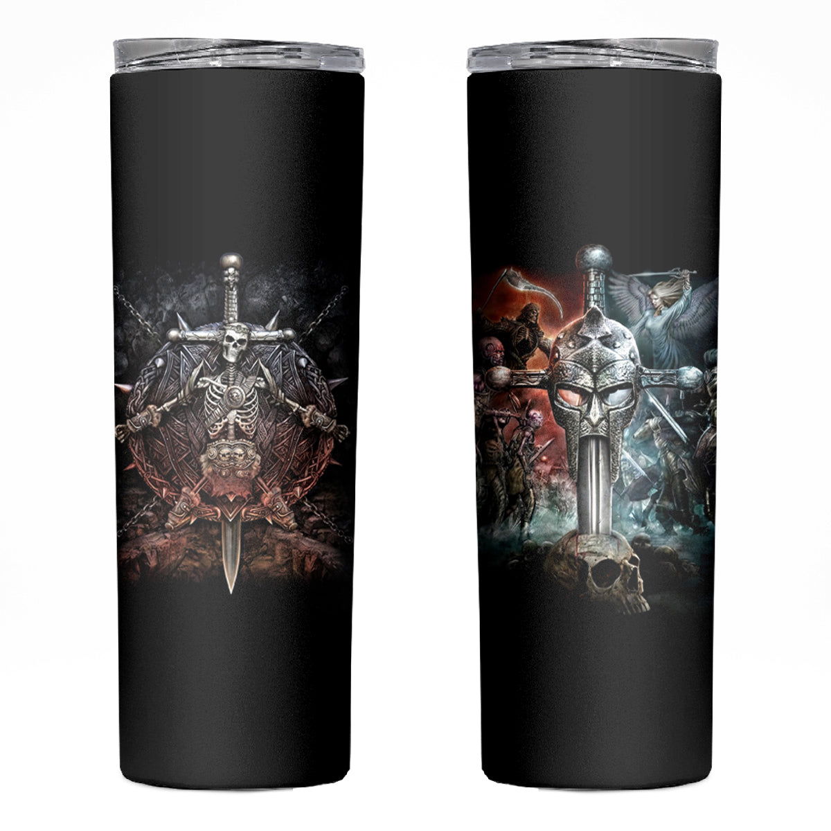 Warrior Skull Skinny Tumbler Skull Warrior Viking - Wonder Print Shop