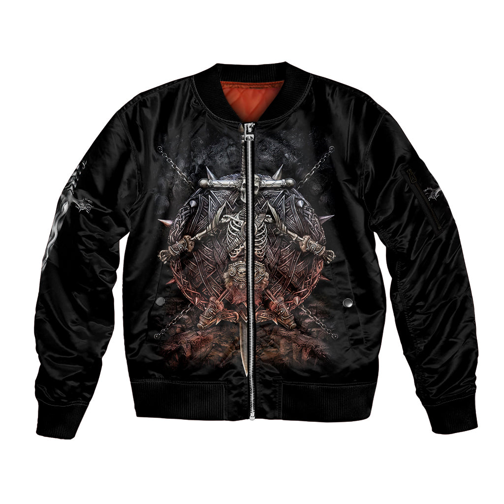 Warrior Skull Sleeve Zip Bomber Jacket Skull Warrior Viking - Wonder Print Shop