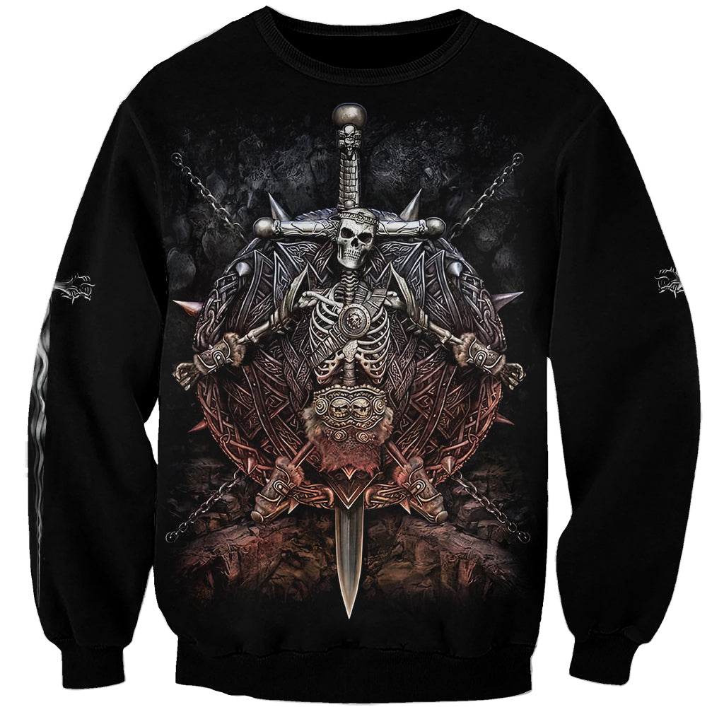 Warrior Skull Sweatshirt Skull Warrior Viking - Wonder Print Shop