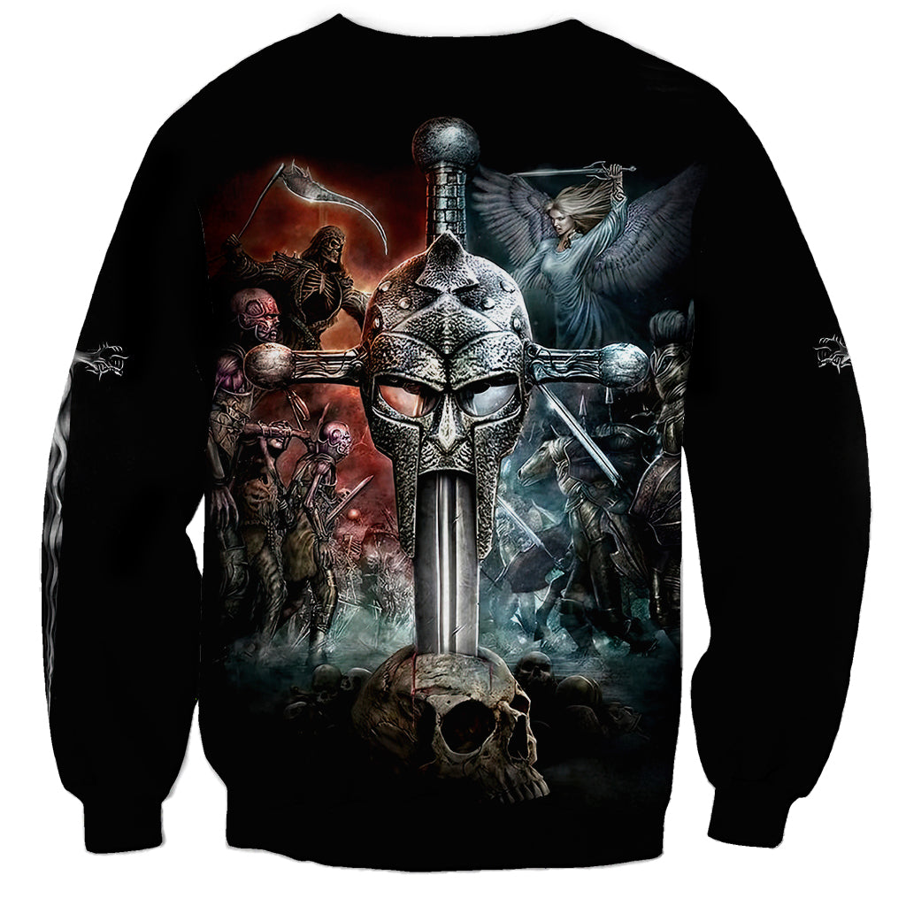 Warrior Skull Sweatshirt Skull Warrior Viking - Wonder Print Shop