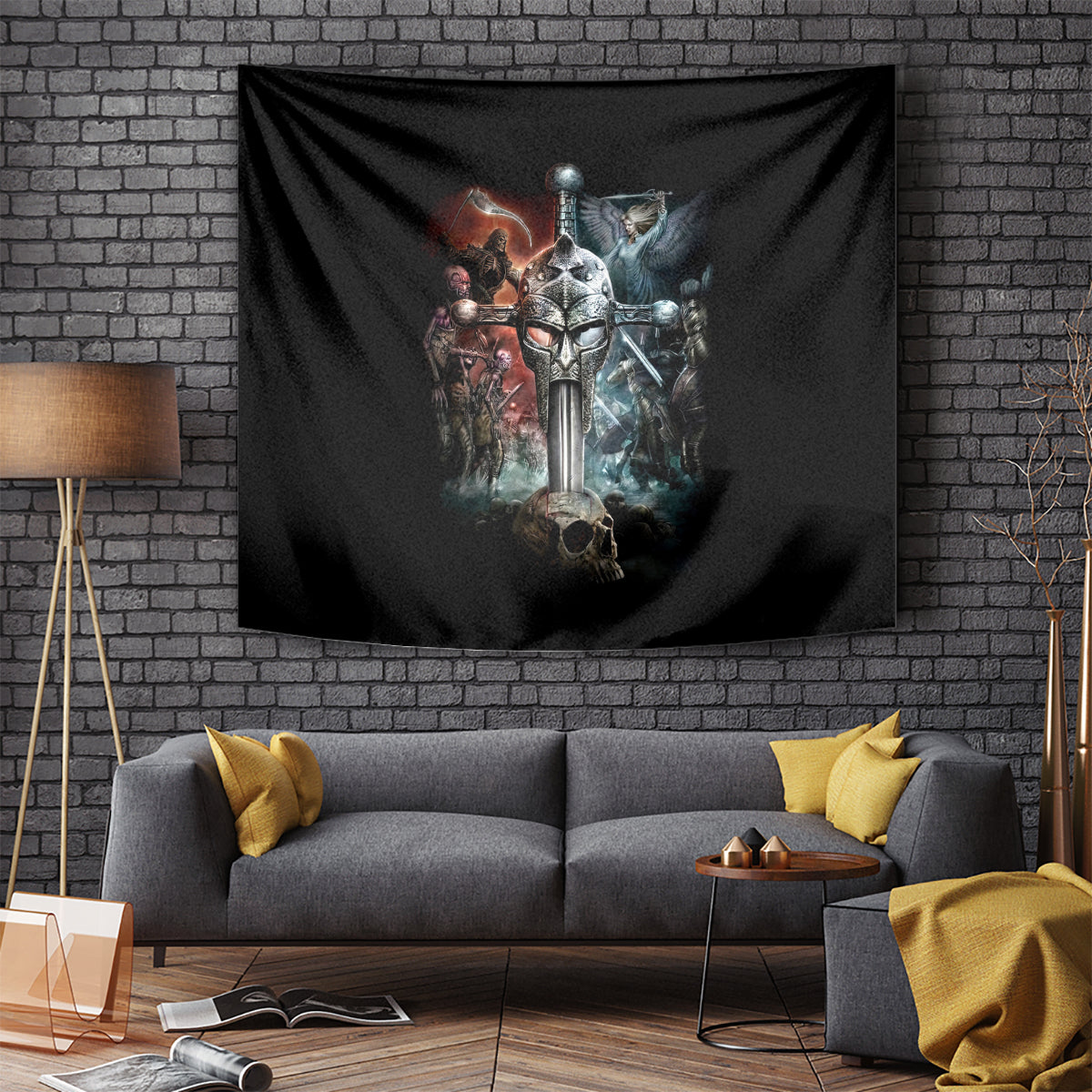 Warrior Skull Tapestry Skull Warrior Viking - Wonder Print Shop