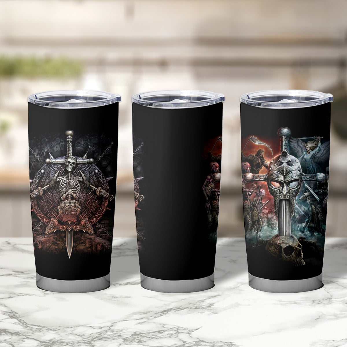 Warrior Skull Tumbler Cup Skull Warrior Viking - Wonder Print Shop