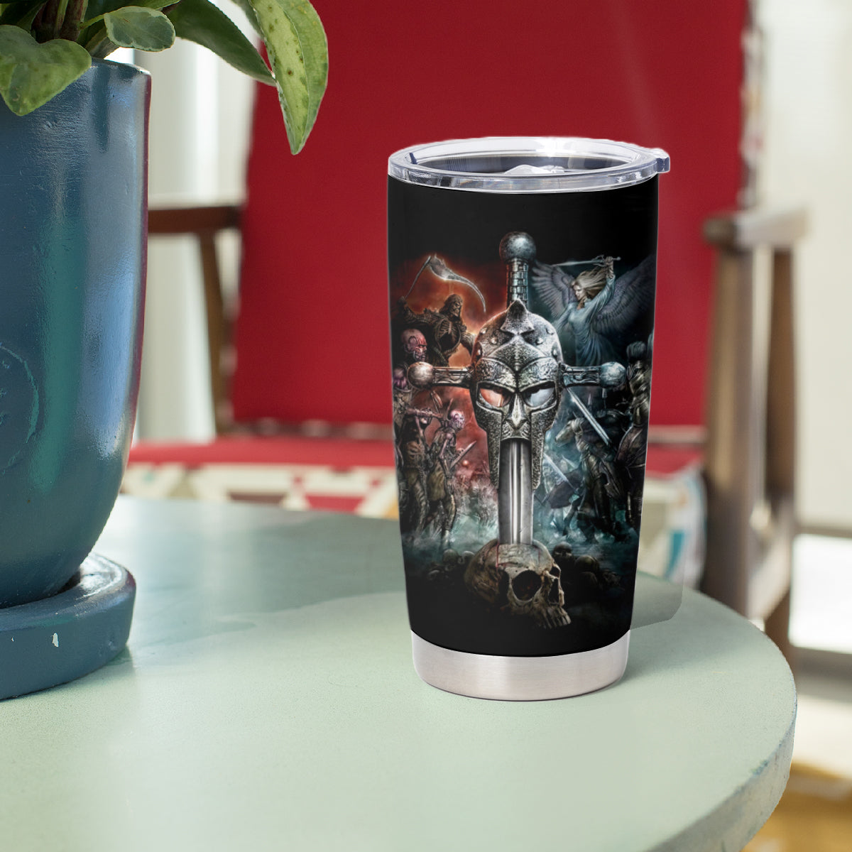 Warrior Skull Tumbler Cup Skull Warrior Viking - Wonder Print Shop